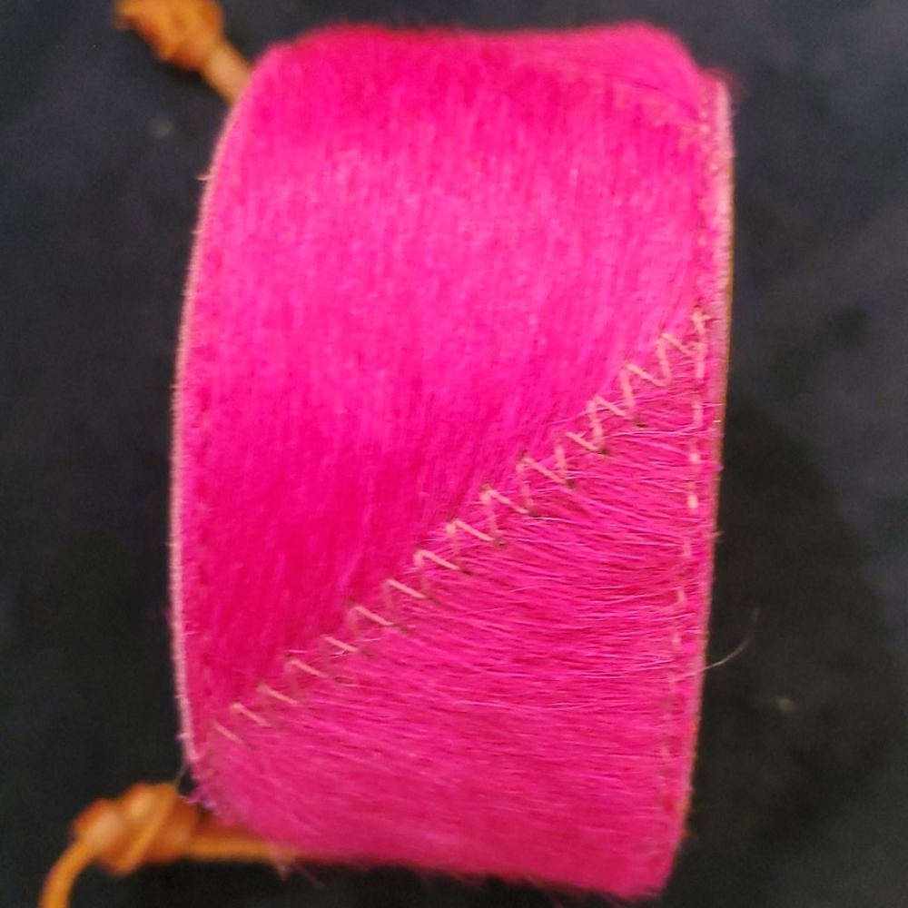 Hot pink real leather bracelete